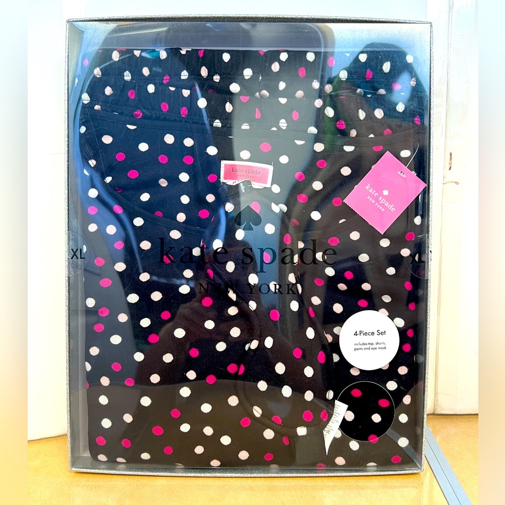 NWT Kate Spade Long & Short Boxers PJ Set with Eye Mask In Sealed Box